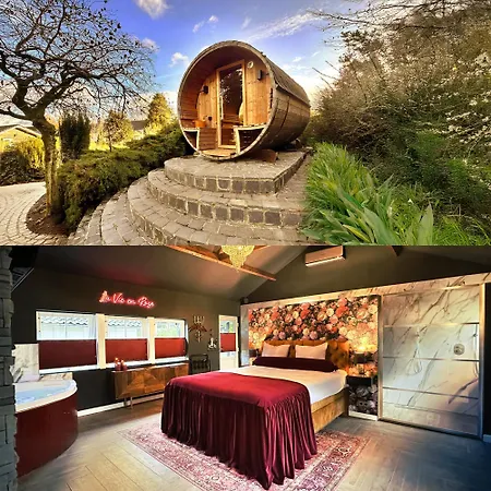 بيت خشبي Wellness Tuin - Boudoir - Ultieme Partner Beleving - Indoor Jacuzzi En Openhaard En Prive Sauna - In Romantische Stijl - Gratis Fles Prosecco & Leuke Partner Connect Box ! هورست